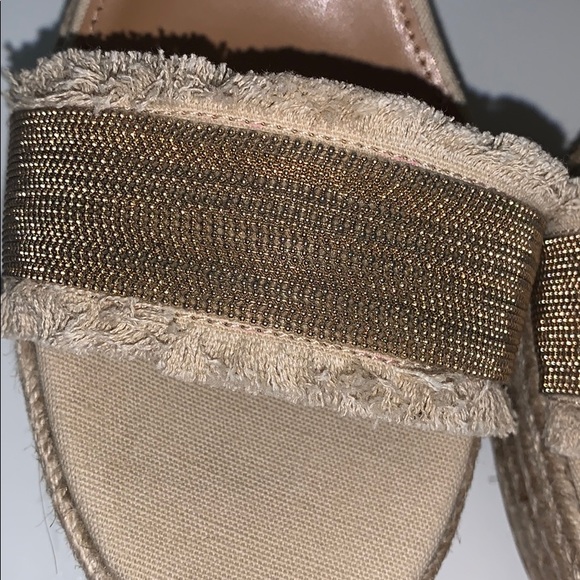 Never worn! Gold embellished wedges. NWOT - Picture 6 of 7